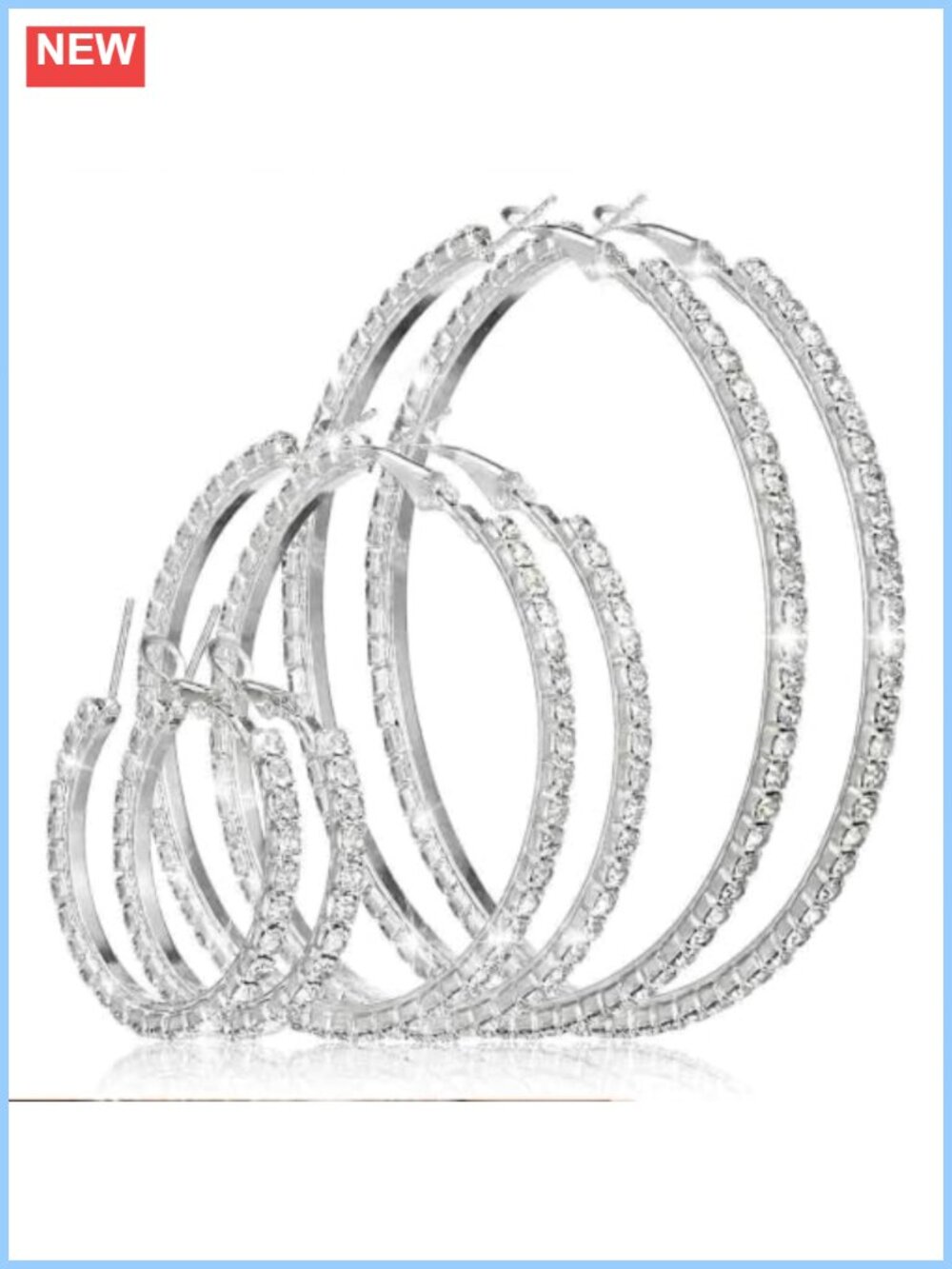 Rhinestone Hoop Earrings Set Shiny Sparkly for Women Party Wedding